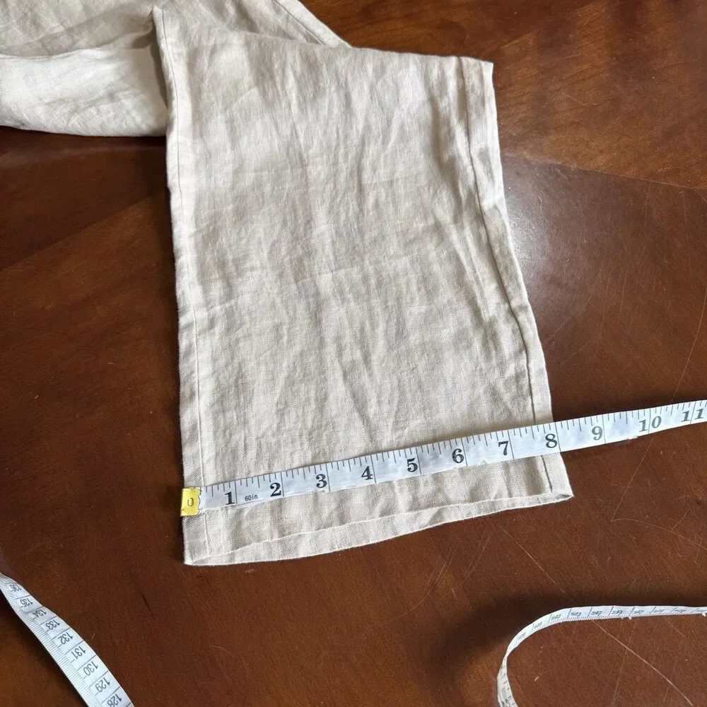 Quince Women's 100% European Linen Pants Driftwood Beige Size Medium Pockets